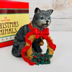 Silver Deer Tom Rubel Christmas Animals Gray Cat Figurine
